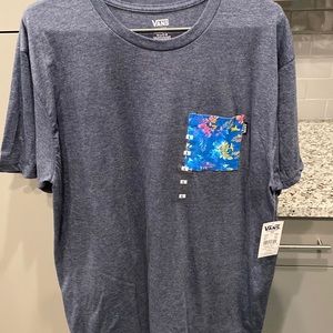 Large navy Vans T-shirt with floral front pocket